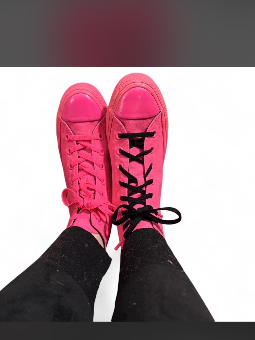 Converse Women's Hot Pink Canvas High-Tops with Black or Pink Laces!